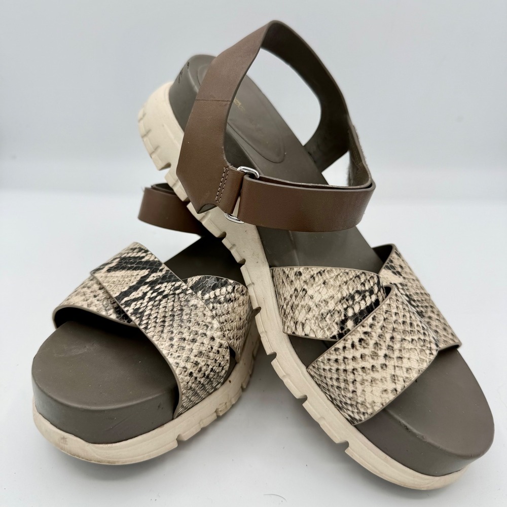 Cole Haan Zerogrand Women Brown Snakeskin Leather Platform Sandals W16164